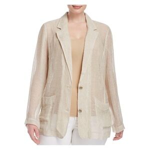 🤍 euc | Eileen fisher | linen notch collar long jacket
